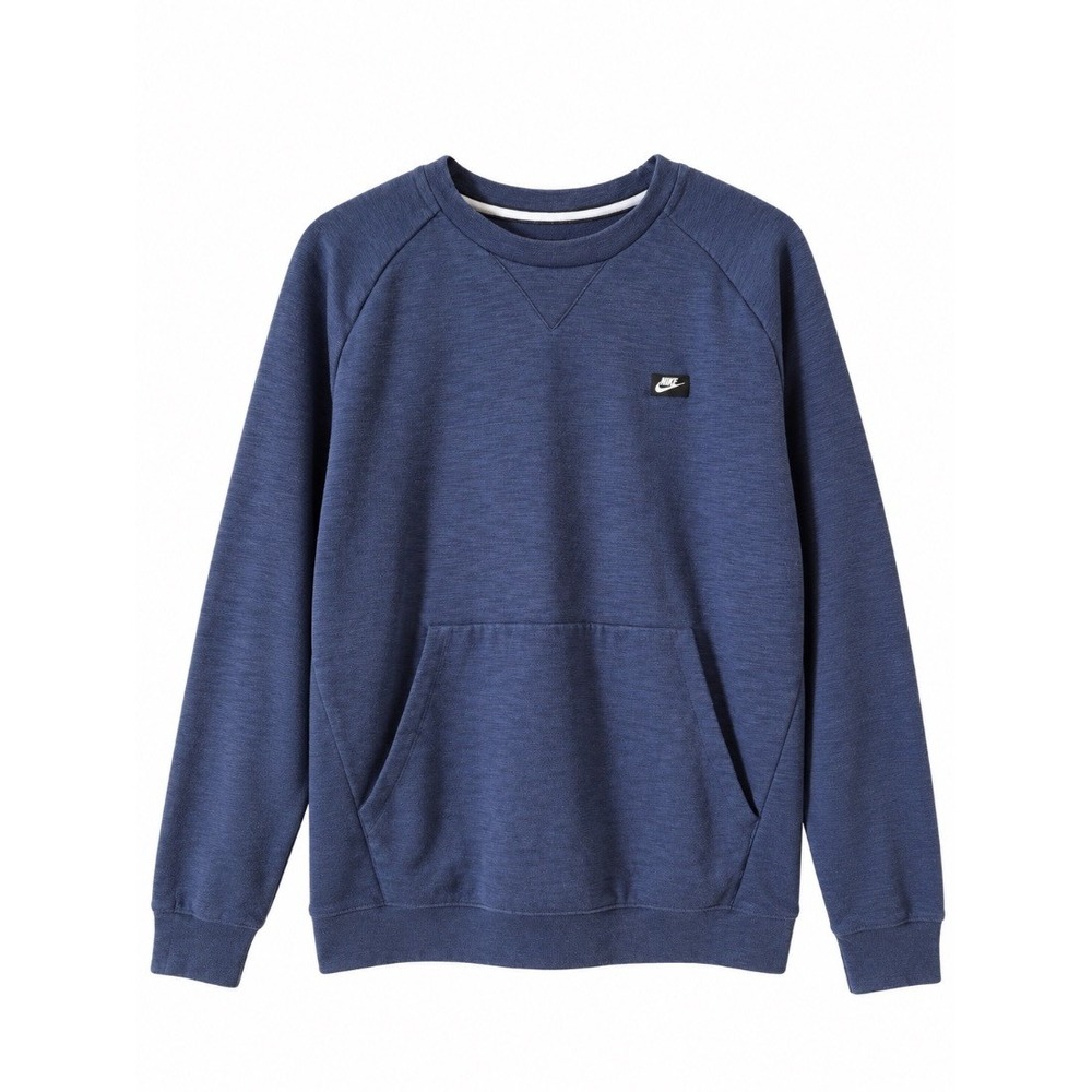 Nike Mens Modern Crew Sweatshirt Blue Heather Kangaroo Pocket Fleece Size L
